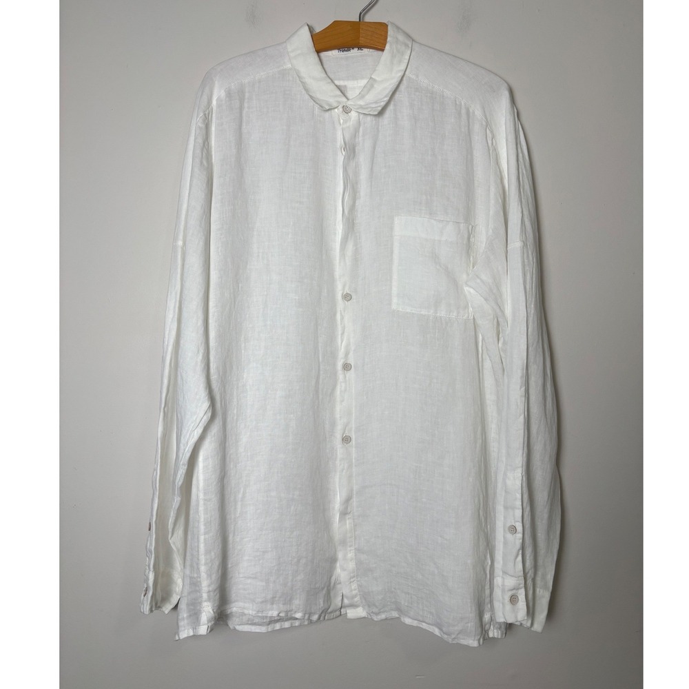 Transit Mens White Linen Shirt XL Designer Long Sleeve Italian Luxury T295